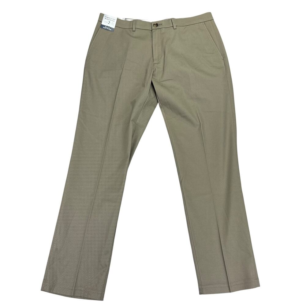 Haggar Mens Premium Iron Free Slim Straight Fit Dress Pants Khaki 34x29